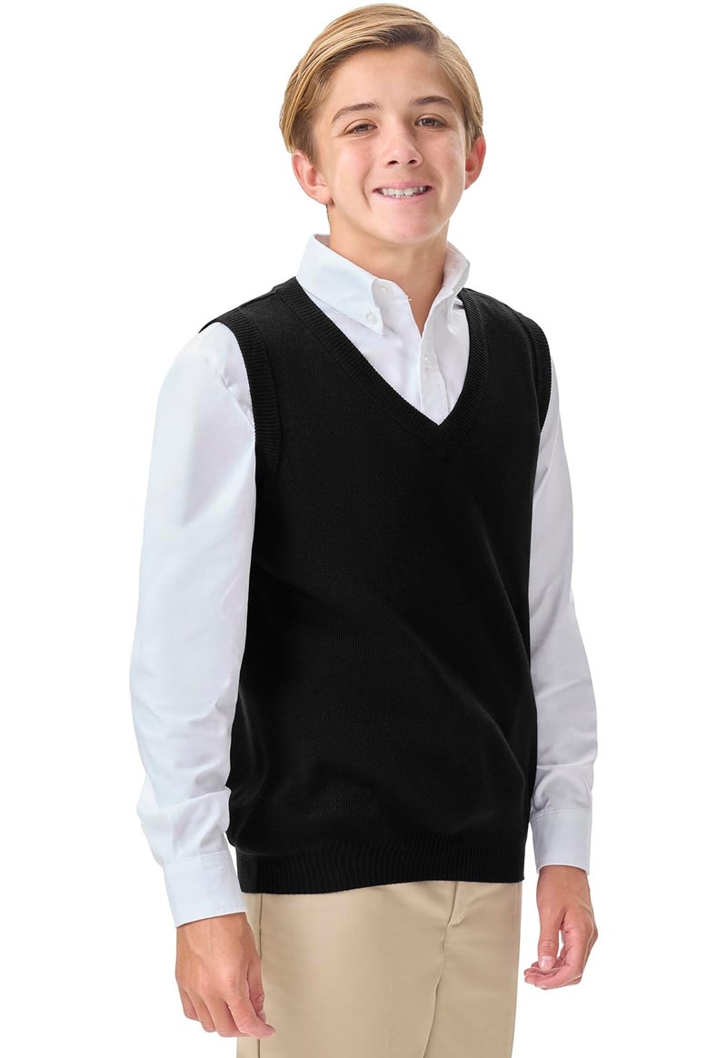 Classroom School Uniforms Men's Adult Unisex V-Neck Sweater Vest, Black, Large - Image 4